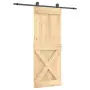 Porta Scorrevole con Set Hardware 80x210 cm Legno Massello Pino