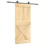 Porta Scorrevole con Set Hardware 90x210 cm Legno Massello Pino