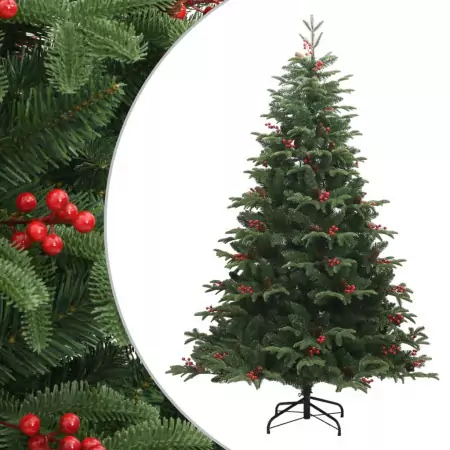 Albero Natale Artificiale Incernierato con Pigne e Bacche 180cm