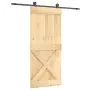 Porta Scorrevole con Set Hardware 90x210 cm Legno Massello Pino