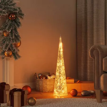 Cono di Luce di Natale 30 LED Bianco Caldo 60 cm in Acrilico