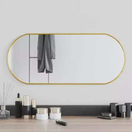 Specchio da Parete Dorato 70x30 cm Ovale