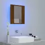 Mobile Bagno Specchio LED Rovere Marrone 40x12x45cm Multistrato