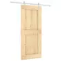 Porta Scorrevole con Set Hardware 90x210 cm Legno Massello Pino