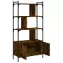 Libreria con Ante Rovere Fumo 76,5x30x154,5cm Legno Multistrato