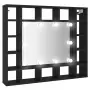 Armadietto a Specchio con LED Nero 91x15x76,5 cm