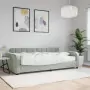 Divano Letto con Materasso Grigio Chiaro 100x200 cm in Velluto