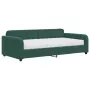 Divano Letto con Materasso Verde Scuro 100x200 cm in Velluto