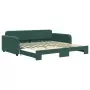 Divano Letto con Letto Estraibile Verde Scuro 100x200cm Velluto