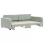 Divano Letto con Letto Estraibile Grigio Chiaro 100x200 Velluto