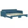 Divano Letto con Letto Estraibile Blu 90x200 cm in Velluto