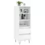 Credenza Bianco Lucido 40x36x110 cm in Legno Multistrato