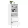 Credenza Bianco Lucido 40x36x110 cm in Legno Multistrato