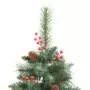 Albero Natale Artificiale Incernierato con Pigne e Bacche 180cm