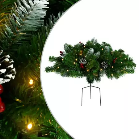 Albero di Natale Artificiale per Viali con LED Verde 40 cm PVC