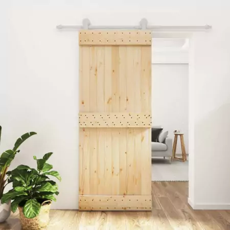 Porta Scorrevole con Set Hardware 85x210 cm Legno Massello Pino