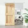 Porta Scorrevole con Set Hardware 90x210 cm Legno Massello Pino