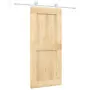 Porta Scorrevole con Set Hardware 90x210 cm Legno Massello Pino