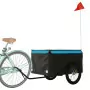 Rimorchio da Bici da Carico Nero e Blu 45 kg in Ferro