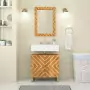 Specchio da Bagno Marrone 50x70x3 cm in Legno di Mango e Vetro