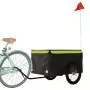 Rimorchio da Bici da Carico Nero e Verde 45 kg in Ferro