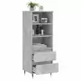 Credenza Grigio Cemento 40x36x110 cm in Legno Multistrato