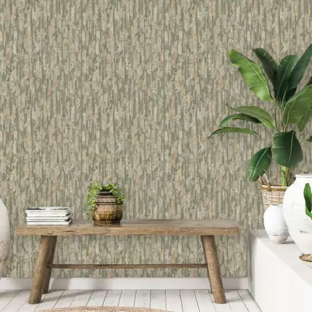 DUTCH WALLCOVERINGS Carta da Parati Phoenix Verde e Beige