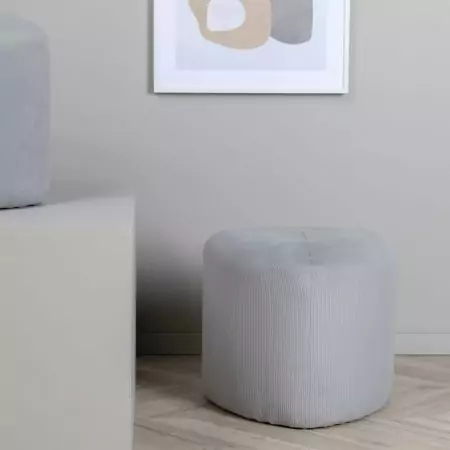 Venture Home Pouf Peg 46x46x41 cm Velluto a Coste Grigio