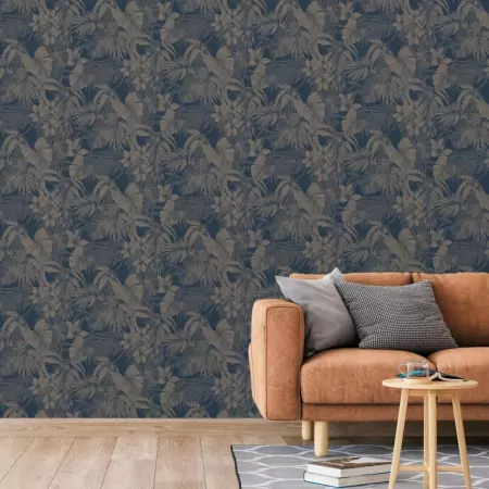 DUTCH WALLCOVERINGS Carta da Parati Joelle in Argento e Blu