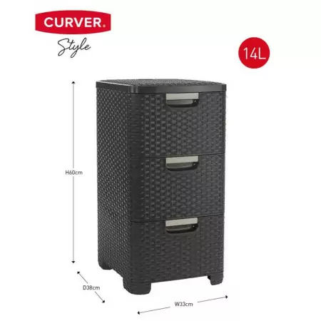 Curver Cassettiera Style 3x14 L Antracite