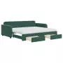 Divano Letto Estraibile Cassetti Verde Scuro 90x200cm Velluto