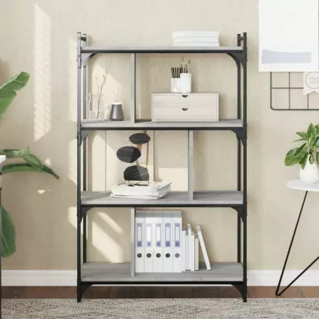 Libreria Grigio Sonoma 4 Ripiani 76x32x123 cm Legno Multistrato