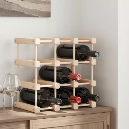 Portabottiglie Vino 12 Bottiglie 36x23x36cm Legno Massello Pino