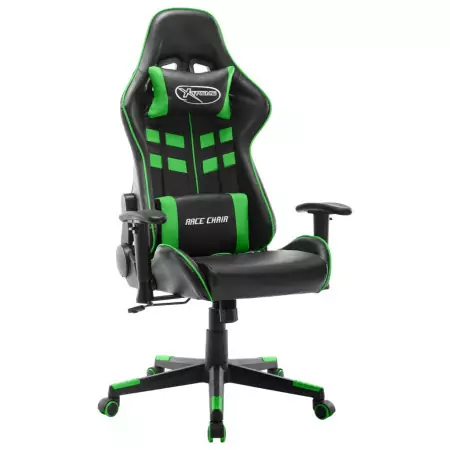 Sedia da Gaming Nera e Verde  in Similpelle