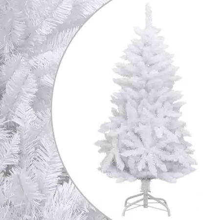 Albero di Natale Artificiale Incernierato con Base Bianco 150cm