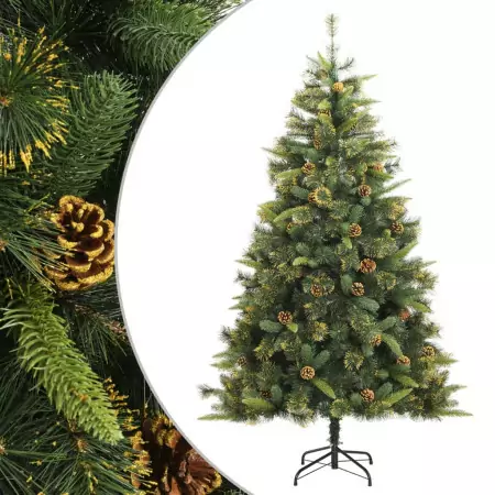 Albero di Natale Artificiale Incernierato con Pigne 210 cm