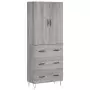 Credenza Grigio Sonoma 69,5x34x180 cm in Legno Multistrato