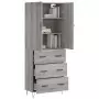 Credenza Grigio Sonoma 69,5x34x180 cm in Legno Multistrato