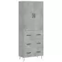 Credenza Grigio Cemento 69,5x34x180 cm in Legno Multistrato