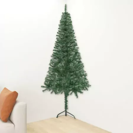 Albero di Natale Artificiale ad Angolo con Supporto Verde 180 cm PVC