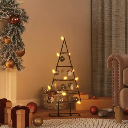 Albero di Natale Decorativo in Metallo Nero 60 cm