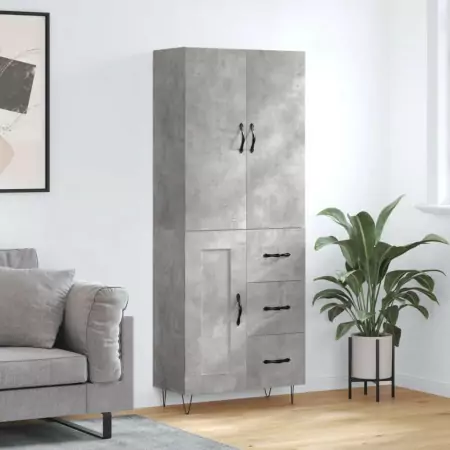 Credenza Grigio Cemento 69,5x34x180 cm in Legno Multistrato