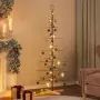 Albero di Natale in Metallo con Base in Legno Nero 180 cm