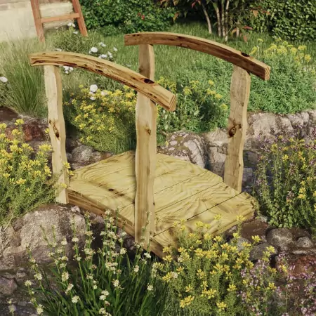 Ponte da Giardino con Ringhiera in Massello di Pino Impregnato