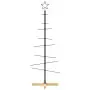 Albero di Natale in Metallo con Base in Legno Nero 120 cm