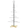 Albero di Natale in Metallo con Base in Legno Nero 120 cm