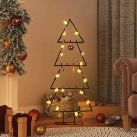 Albero di Natale Decorativo in Metallo Nero 125 cm