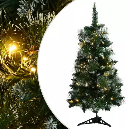 Albero di Natale Artificiale con Supporto e LED Verde 90 cm PVC