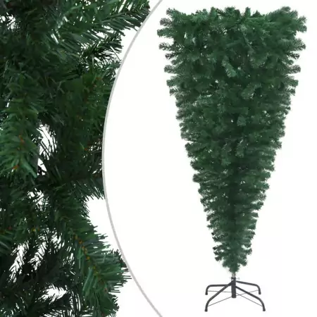 Albero di Natale Capovolto con Supporto Verde 240 cm in PVC