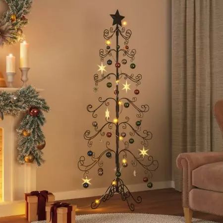 Albero di Natale Decorativo in Metallo Nero 180 cm